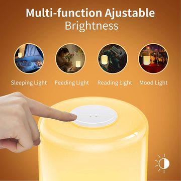 Lampe de chevet LED pour enfants, lampe de chevet d'hôtel avec variateur tactile, veilleuse à changement de couleur RVB