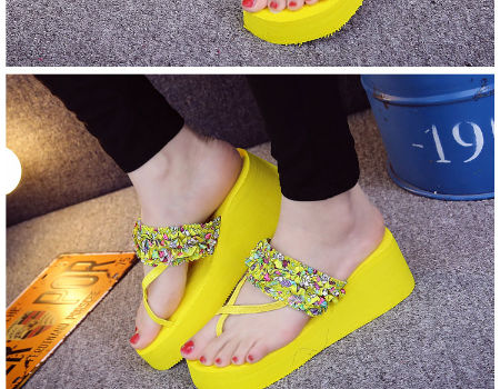 Summer Women Wedge Slippers High Heels Thick Sole Sandals Female