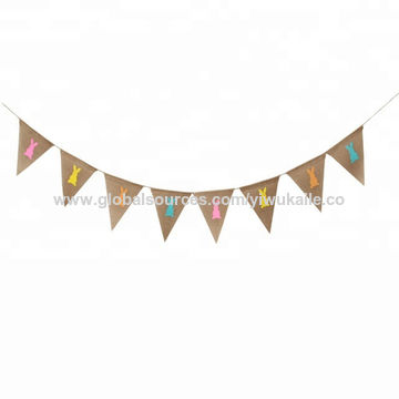 China Easter Bunting Banners Garland Bunny Rabbit Printed Burlap ...