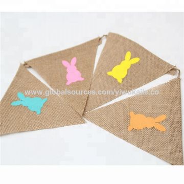 China Easter Bunting Banners Garland Bunny Rabbit Printed Burlap ...
