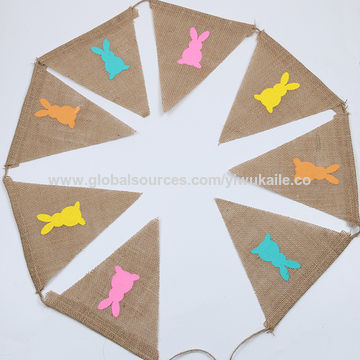 China Easter Bunting Banners Garland Bunny Rabbit Printed Burlap ...