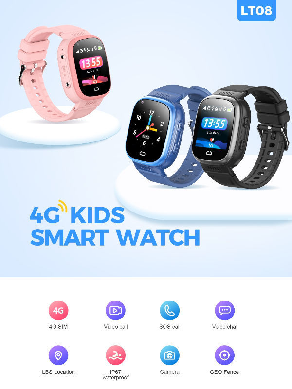  Reloj inteligente GPS para ancianos, reloj inteligente de  monitoreo de presión arterial 4G, contador de pasos de videollamadas  Geo-Fence SOS, mensajes de voz IP67, impermeable, reloj de seguimiento de  fitness para