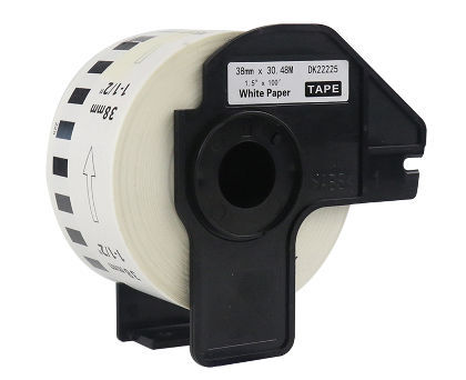 10 Rolls Brother-Compatible DK-22225 38mm x 30.48m Continuous White Label Tape with One Refillable Cartridge