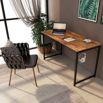 Escritorio pequeño de madera real para computadora con cajón, mesa de  escritura de oficina, estilo moderno y simple, escritorio para computadora