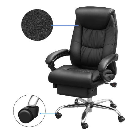 Thick Seat Cushion Ergonomic Task Chair, Leather Office Chair Cushion