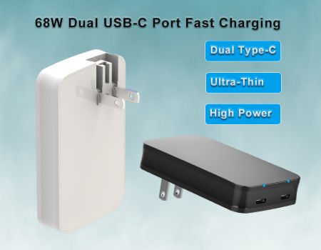 China Dual USB C 68W GaN Ultra Thin PD Charger on Global Sources,Ultra ...