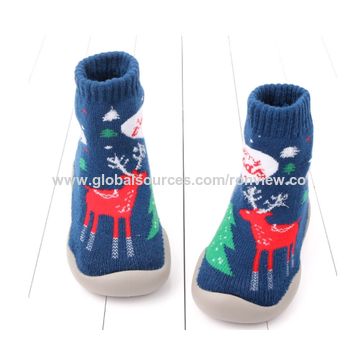 Chaussons tricotés à semelle souple pour enfants, chaussettes en