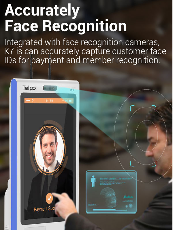 23.8-inch Face Recognition self service kiosk with 80mm printer QR ...