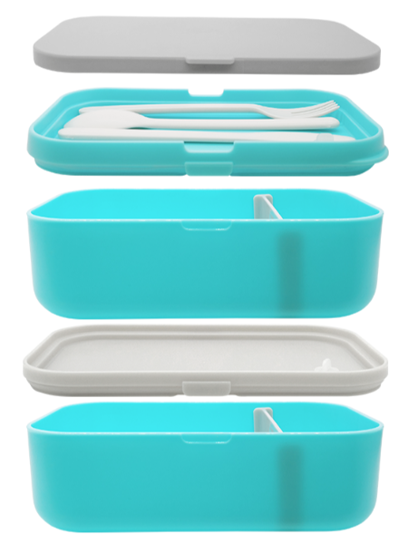 Plastic lunch box white stackable storage Japanese bento box with