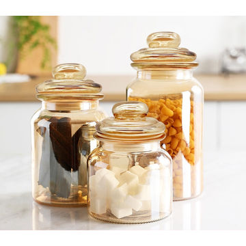 Buy Wholesale China Amber Glass Food Storage Bottles With Glass Lid  Wholesale Glass Jar Set Glass Jar Bottles For Party & Jar Bottle Container  Conister Dinnerware at USD 2.32