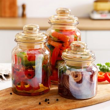 Set of 2 Glass Jar with Lid (2 Liter)