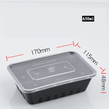 500ml 650ml 750ml 1000ml Black Microwaven Round Disposable Bento Takeaway  PP Plastic Food Container with Lid - China Plastic Food Container and Disposable  Food Container price