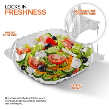 Plastic Hinged Salad Bowl PET Round Shape 500ml (50 Units)