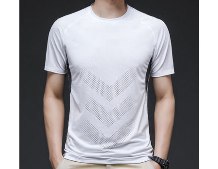 Funic Mens Stripe Summer Casual O-Neck T-Shirt Fitness Sport Fast-Dry Breathable Top Blouse