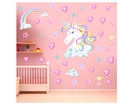 Custom design unicorn home decoration stickers wall sticker for kids room supplier