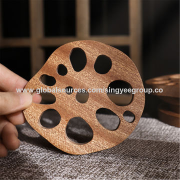 Individuales de madera para calor, diseño creativo de dibujos animados para cocina, tapetes para el hogar, posavasos para tazas de té Kung Fu