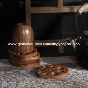 Individuales de madera para calor, diseño creativo de dibujos animados para cocina, tapetes para el hogar, posavasos para tazas de té Kung Fu