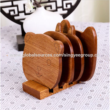 Individuales de madera para calor, diseño creativo de dibujos animados para cocina, tapetes para el hogar, posavasos para tazas de té Kung Fu