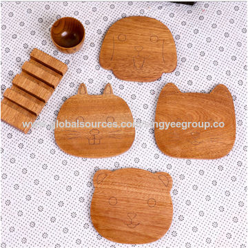 Individuales de madera para calor, diseño creativo de dibujos animados para cocina, tapetes para el hogar, posavasos para tazas de té Kung Fu