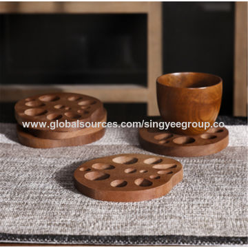 Individuales de madera para calor, diseño creativo de dibujos animados para cocina, tapetes para el hogar, posavasos para tazas de té Kung Fu