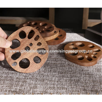 Individuales de madera para calor, diseño creativo de dibujos animados para cocina, tapetes para el hogar, posavasos para tazas de té Kung Fu