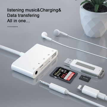 Adaptador Lightning Audio Carga Sd Tf Usb Compatible iPhone