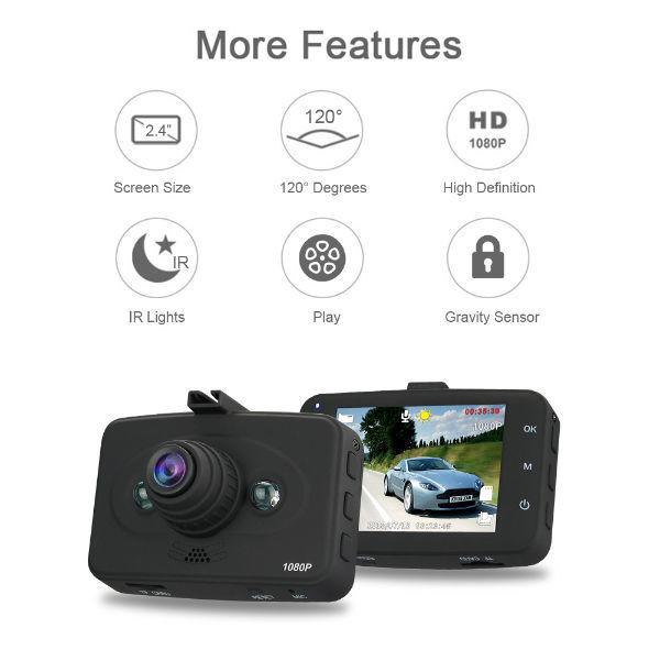 1080P FHD 140° Night Vision IR Car DVR Dash Camera Video Recorder Black Box 