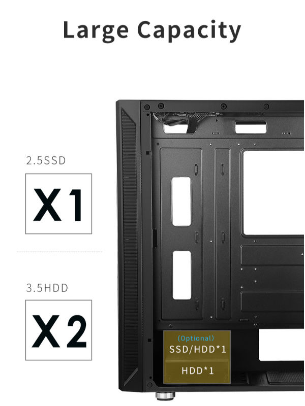 SAMA 3501 gaming computer case with tempered glass support ATX Micro-ATX motherboard supplier
