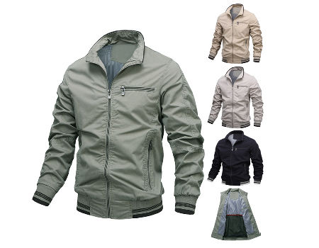 Winter Jacket Cotton Clip Reversible Men's Solid Color Coat Zipper Stand  Collar Jacket Coat at  Men’s Clothing store