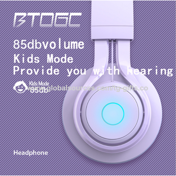 Achetez Bt06 + Casque Sur-auriculaire Pliant Mignon Casque Bluetooth Kid Sans  Fil Avec Lumière à LED de Microphone - Violet de Chine