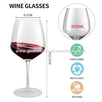 Crystal Wine Glasses Set - Red or White Wine Large Tall Glasses - 100% Lead  Free Handmade Glasses - 20.5-ounce