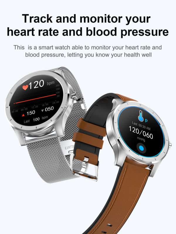 China Smart Watch del OEM de la prenda impermeable de la llamada IP68 de BT  del ritmo cardíaco del juego de la música de banda del cuero de Smartwatch  de los hombres