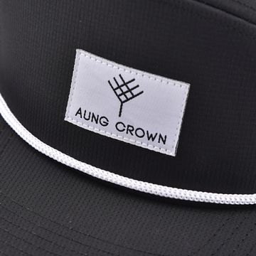 aungcrown logo summer black mesh bucket hats