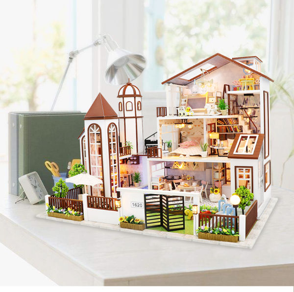 Wholesale Blue Children DIY Assembly Villa Girls Doll House Toys Assembly  Princess Beautiful Home Miniatures Furniture DIY Doll House - China DIY  Doll House and Building Block Toys price