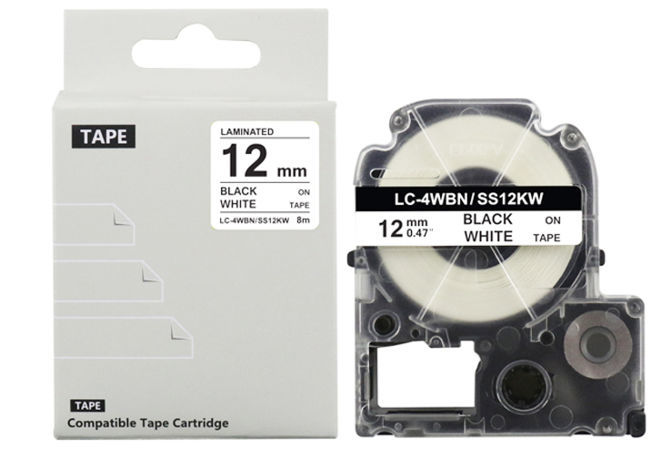 5PK SS12KW Compatible for EPSON LC-4WBN Label Tape Black on White 12mm Ribbon