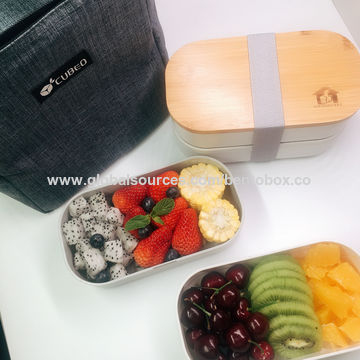 Custom Lunch Bags, Boxes & Totes Stackable Bamboo Fiber Bento Box