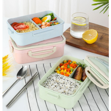 Wheat Straw Kids Bento Lunch Box 850ml 2 Compartment Lunch Containers Bento  Box for Adults Sealed Microwave Dishwasher Safe