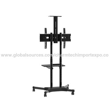 Soporte móvil para TV con altura ajustable y estante para DVD