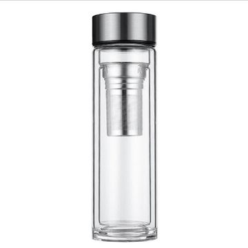 No Minimum Wholesale Custom Logo 450ml  Glass Material Infused Water  Drinking Bottles with Tea Infuser Bamboo Lid Bottle - China Vacuum Flask  and Vacuum Bottle price