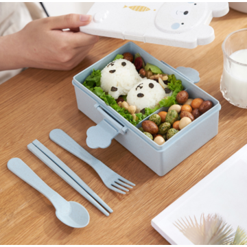 Wholesale 3 Compartments Bento Leakproof Wheat Fibre Lunch Box with Cutlery  Set Spoon and Chopsticks - China Food Container and Lunch Box price