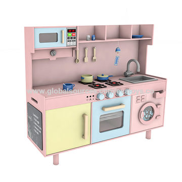 Wholesale Wooden Montessori Modern Baby Kitchen Ware Play House Pink Little  Cute kitchen toys From m.