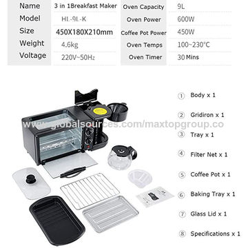 Buy Wholesale China 3 In 1 Breakfast Station, Coffee Maker, Toaster Oven,  Griddle & Breakfast Station at USD 15