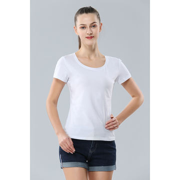 Wholesale Women Sublimation Blank T-Shirt Basic White Polyester