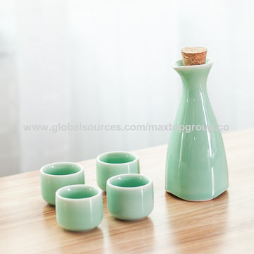 Ensemble de Sake Japonais en Céramique Noir et Blanc OEM pour la Maison