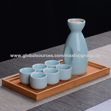 Ensemble de Sake Japonais en Céramique Noir et Blanc OEM pour la Maison