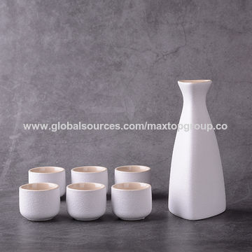 Ensemble de Sake Japonais en Céramique Noir et Blanc OEM pour la Maison