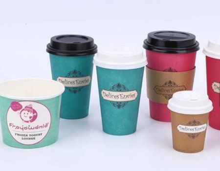 DISPOSABLE CUPS KRAFT STRONG RIPPLE WALL PAPER COFFEE TEA CUPS 4/8/12/16oz LIDS 