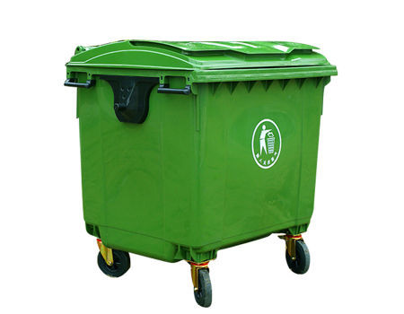 China Wholesale Plastic Green Recycling Box Rubber Wheel Trash Can on ...