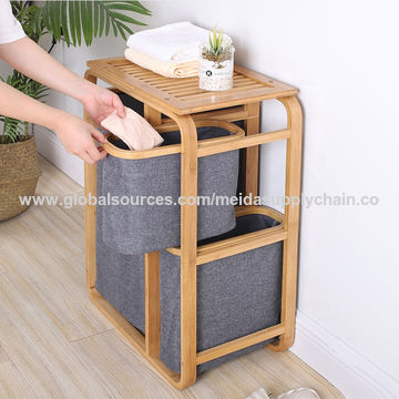 El lavadero extraible de bambú impermeable empaqueta el estante del cuarto de baño del almacenamiento de la cesta con los cajones