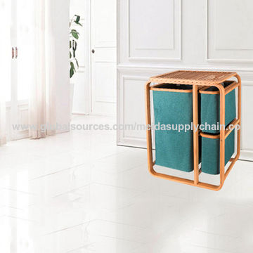 El lavadero extraible de bambú impermeable empaqueta el estante del cuarto de baño del almacenamiento de la cesta con los cajones